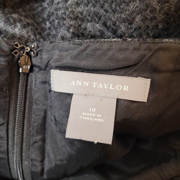 Ann Taylor Skirt Womens 10 Gray Black Damask Brocade Wool Blend Straight Lined - Picture 7 of 8